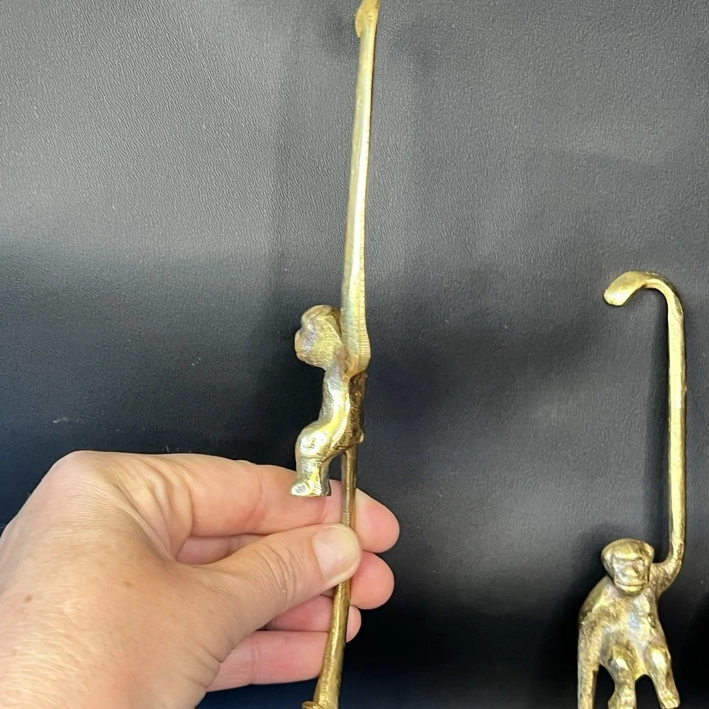 Vintage Brass Monkey Hanging Hook Hanger - Set of 3 - 8